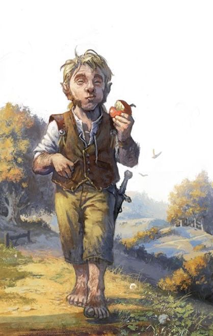 halfling eating an apple